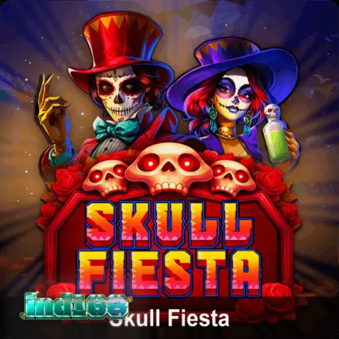 Tampilan visual slot Skull Fiesta dengan tema Day of the Dead yang meriah